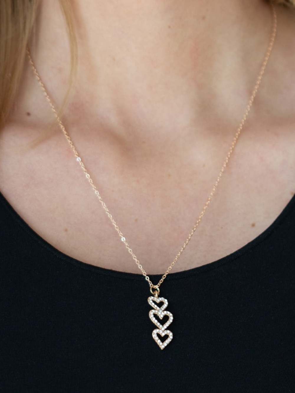 NWT Gold Triple Hearts Necklace & Earrings(Last Set)